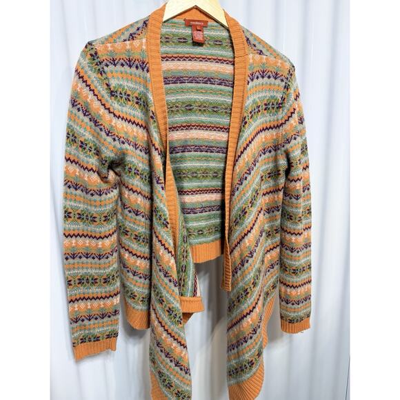 Sundance Lg Marigold Fair Isle Open Cardigan Wool Cashmere Blend Heritage Knit - Picture 3 of 9